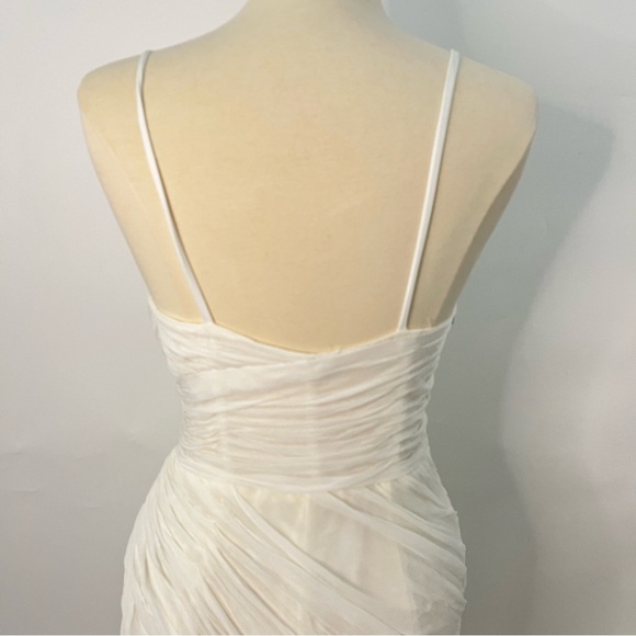 Watters 10 plunge draped mesh column 0739 gown white feminine - Picture 6 of 16